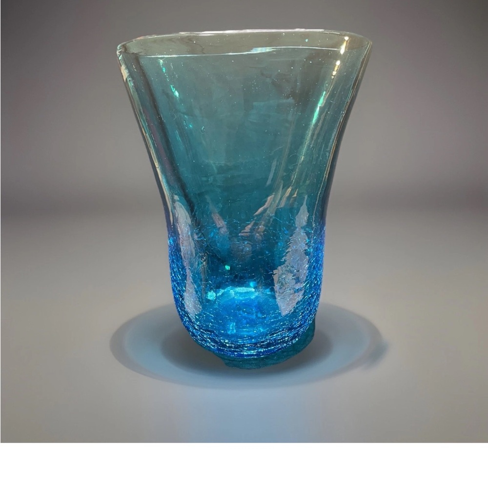 🔥 Vintage Crackle Glass Vase Handblown Art Glass - Picture 7 of 7